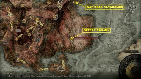 This part of the Elden Ring Walkthrough is dedicated to the optional area known as the “ War-Dead Catacombs “. Here you will find the complete description of this area as well as the location of the items to collect. To reach this dungeon, start by facing Starscourge Radahn. Following your victory over this Demigod, you can cross the area ...